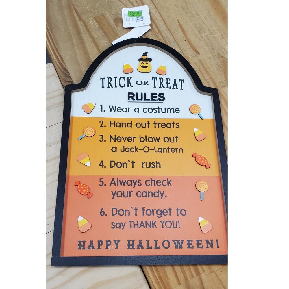 Ashland Halloween Trick or Treat Rules Wall Hanging, **NEW WITH TAGS**